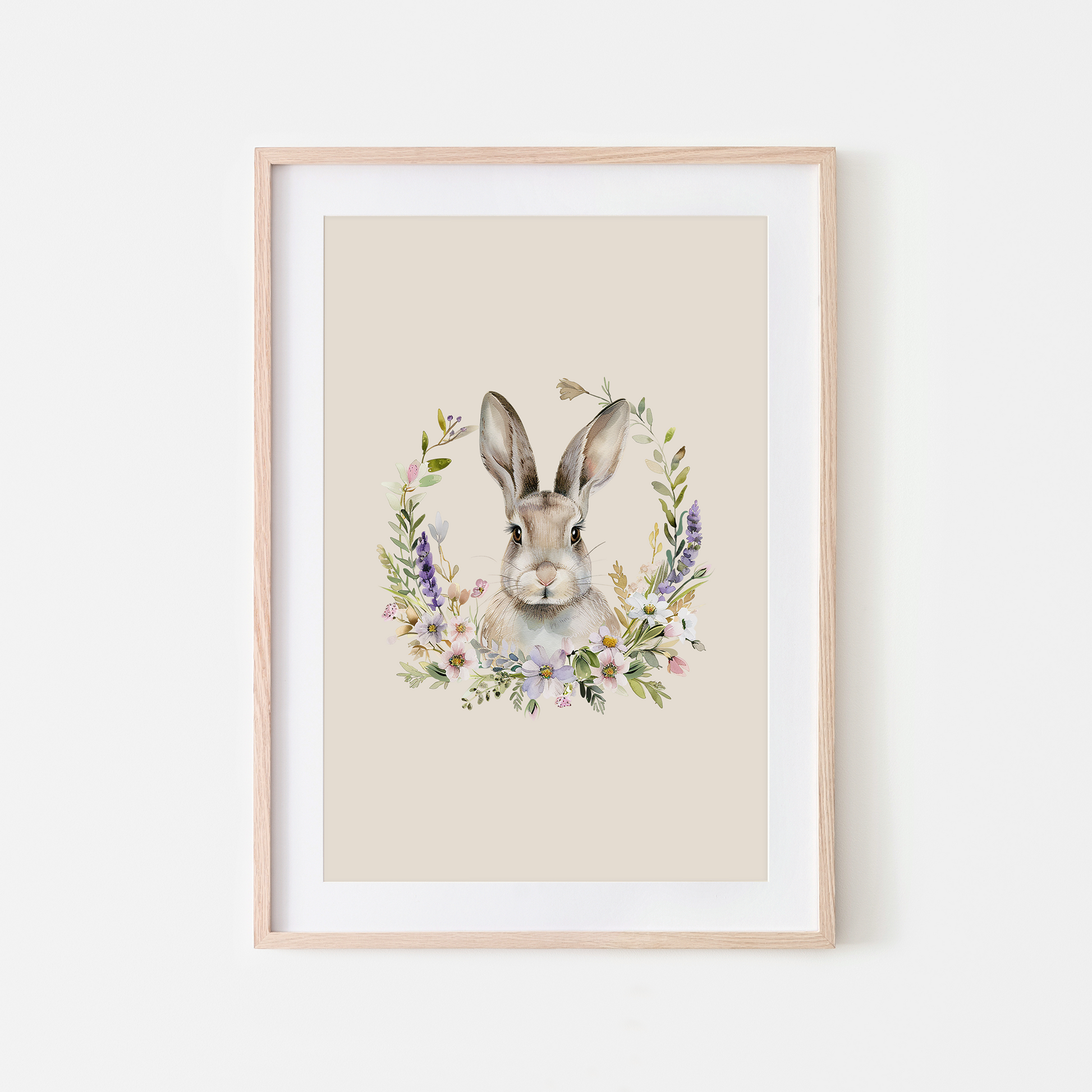 Fable-Watercolour-Bunny-Rabbit-Wall-Art-in-Sand-Beige
