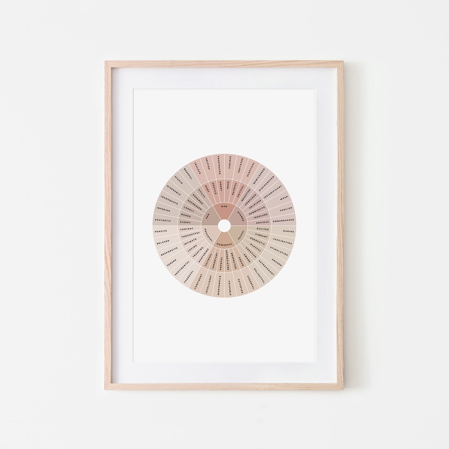 Feelings-Wheel-Mental-Health-Wall-Art-in-Neutral-Beige-and-Monochrome-on-White