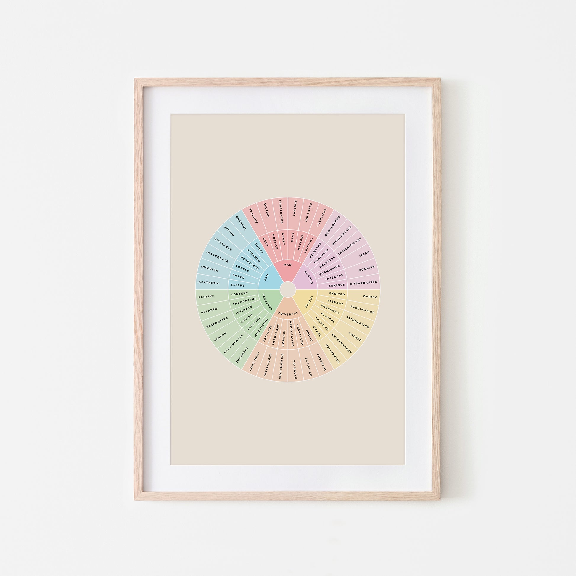 Feelings-Wheel-Mental-Health-Wall-Art-in-Pastel-and-Monochrome-on-Sand
