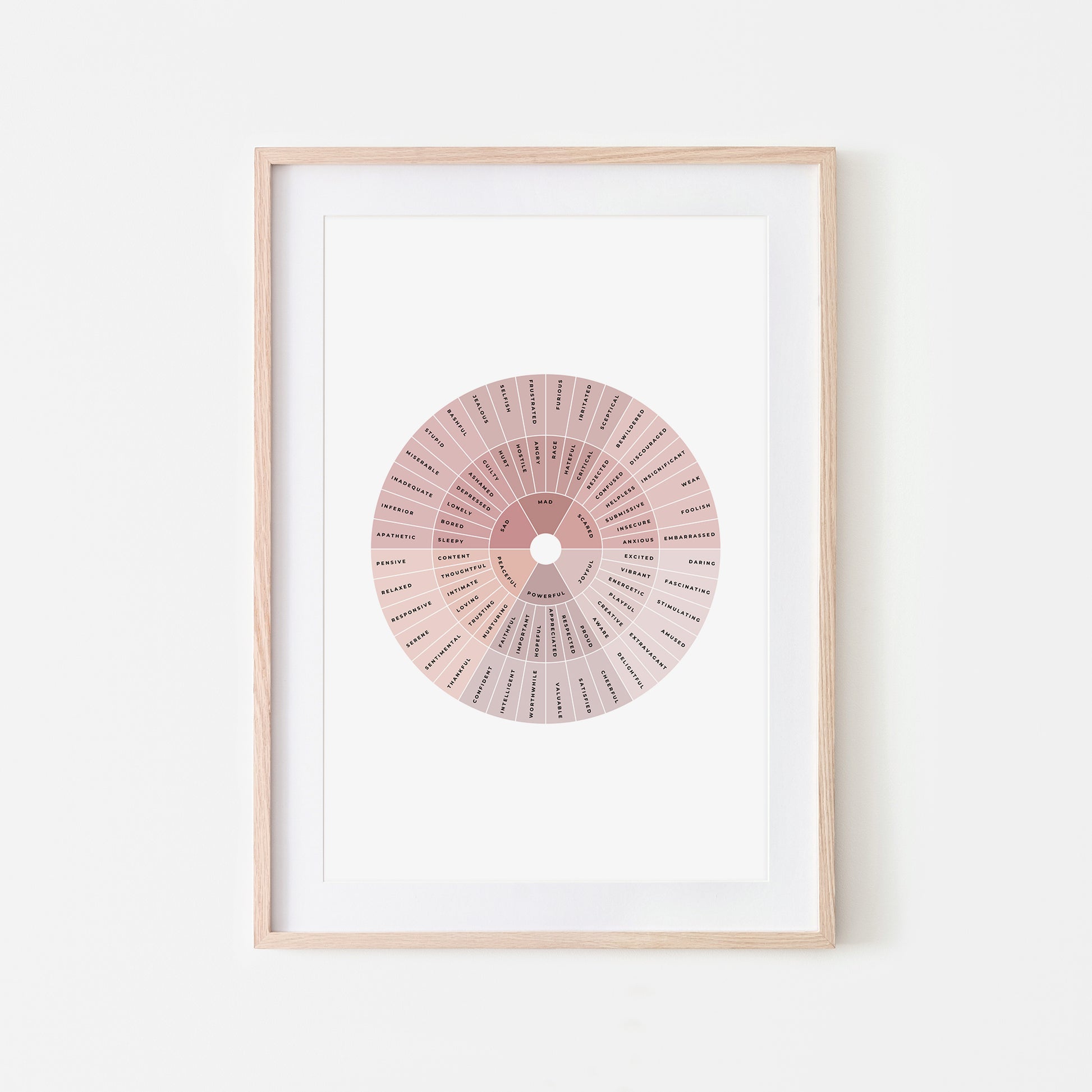 Feelings-Wheel-Mental-Health-Wall-Art-in-Peony-Pink-and-Monochrome-on-White