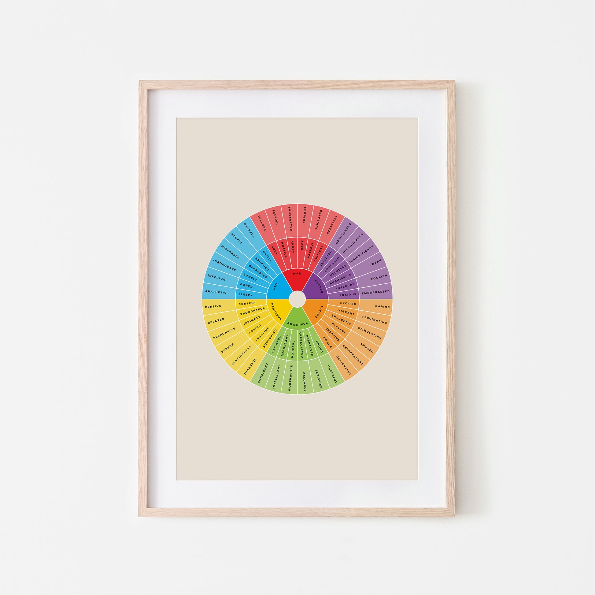 Feelings-Wheel-Mental-Health-Wall-Art-in-Rainbow-and-Monochrome-on-Sand