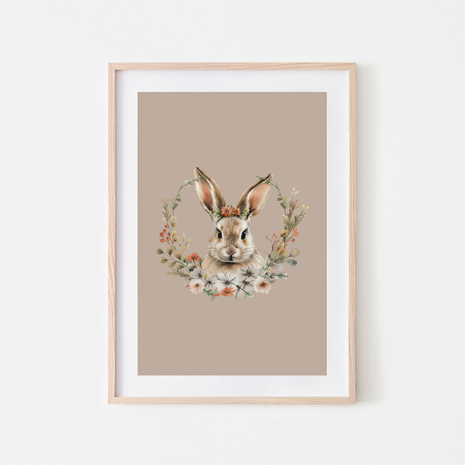 Flora-Watercolour-Bunny-Rabbit-Wall-Art-in-Truffle-Beige
