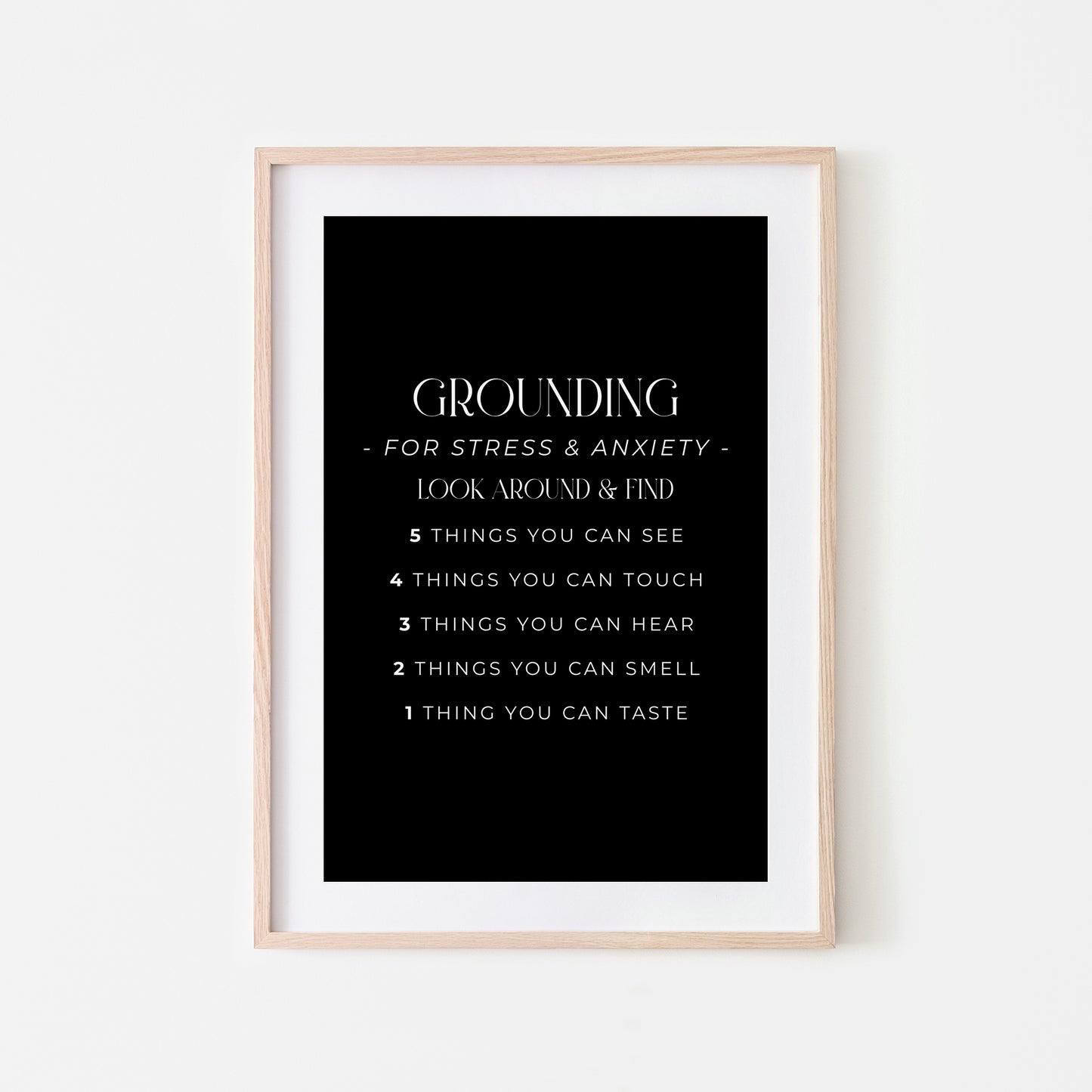 Grounding-54321-Mental-Health-Wall-Art-in-Black