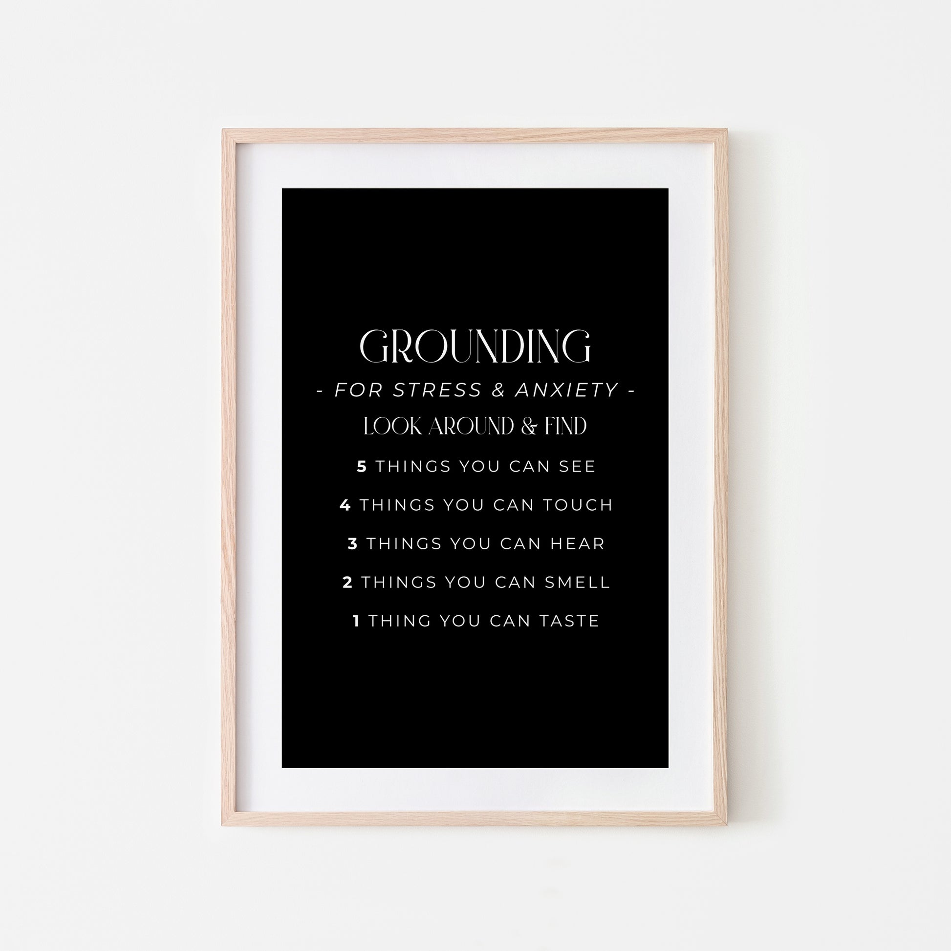 Grounding-54321-Mental-Health-Wall-Art-in-Black