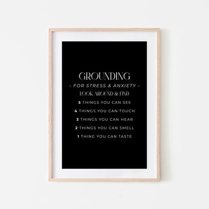 Grounding-54321-Mental-Health-Wall-Art-in-Black