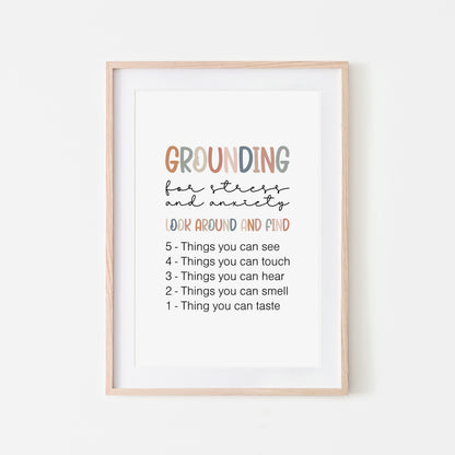 Grounding-54321-Mental-Health-Wall-Art-in-Earthy