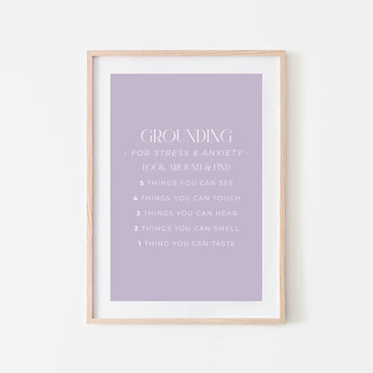 Grounding-54321-Mental-Health-Wall-Art-in-Lavender