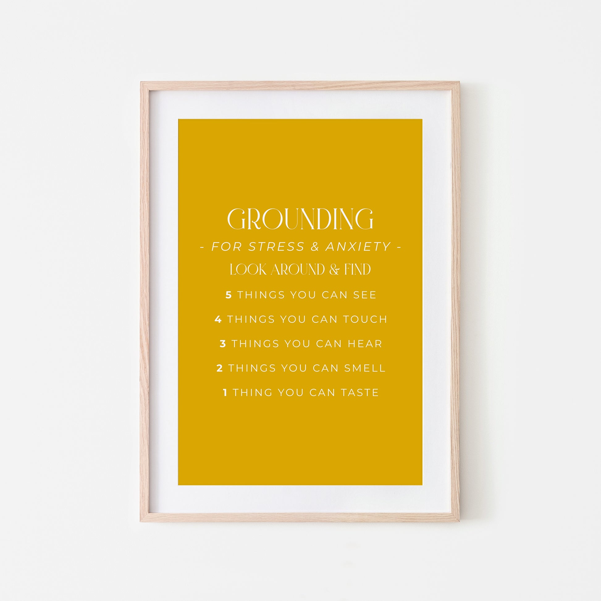 Grounding-54321-Mental-Health-Wall-Art-in-Mustard