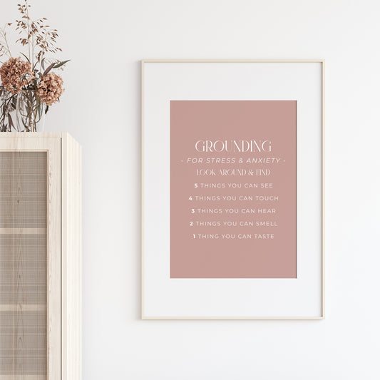 Grounding-54321-Mental-Health-Wall-Art-in-Rose-Pink-Website-Main-Image