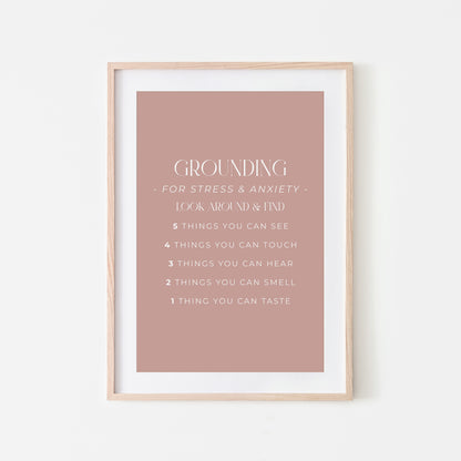Grounding-54321-Mental-Health-Wall-Art-in-Rose