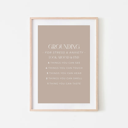 Grounding-54321-Mental-Health-Wall-Art-in-Truffle