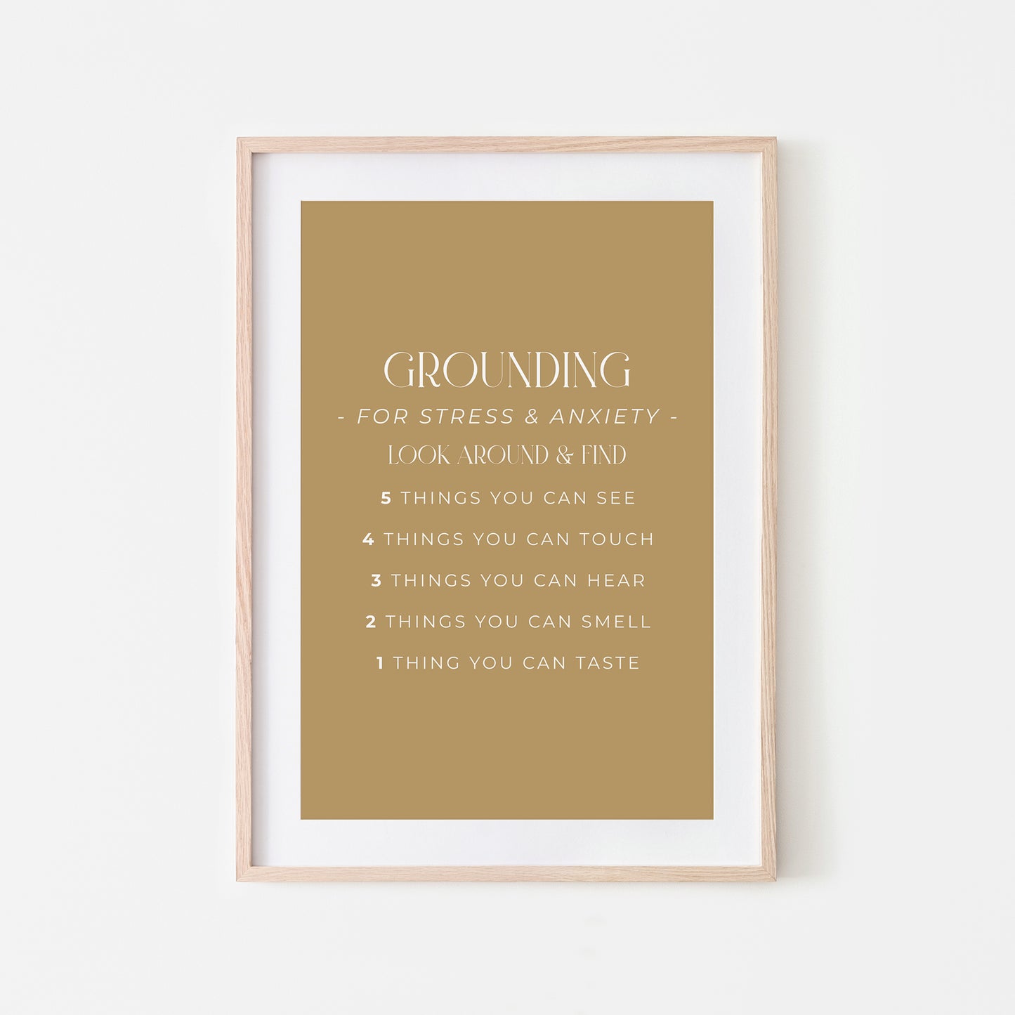 Grounding-54321-Mental-Health-Wall-Art-in-Wheat