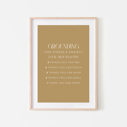 Grounding-54321-Mental-Health-Wall-Art-in-Wheat