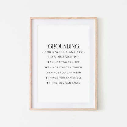 Grounding-54321-Mental-Health-Wall-Art-in-White