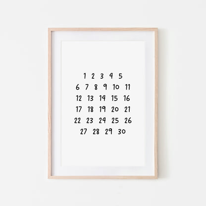 Handwritten-123-Educational-Wall-Art-in-Black-on-White