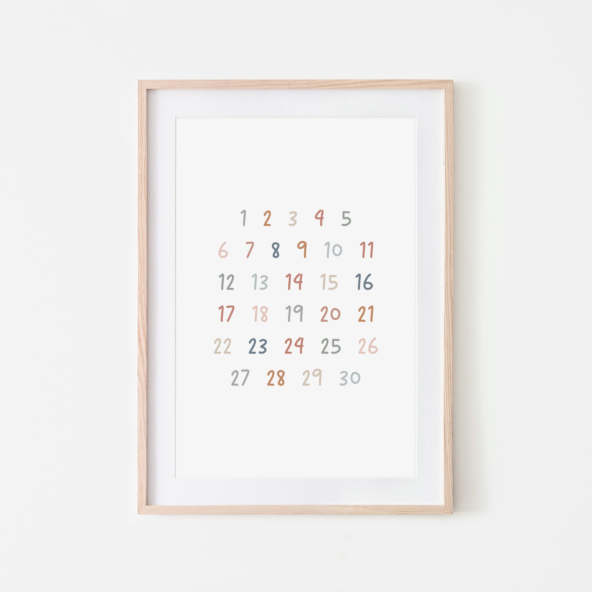 Handwritten-123-Educational-Wall-Art-in-Earthy-on-White