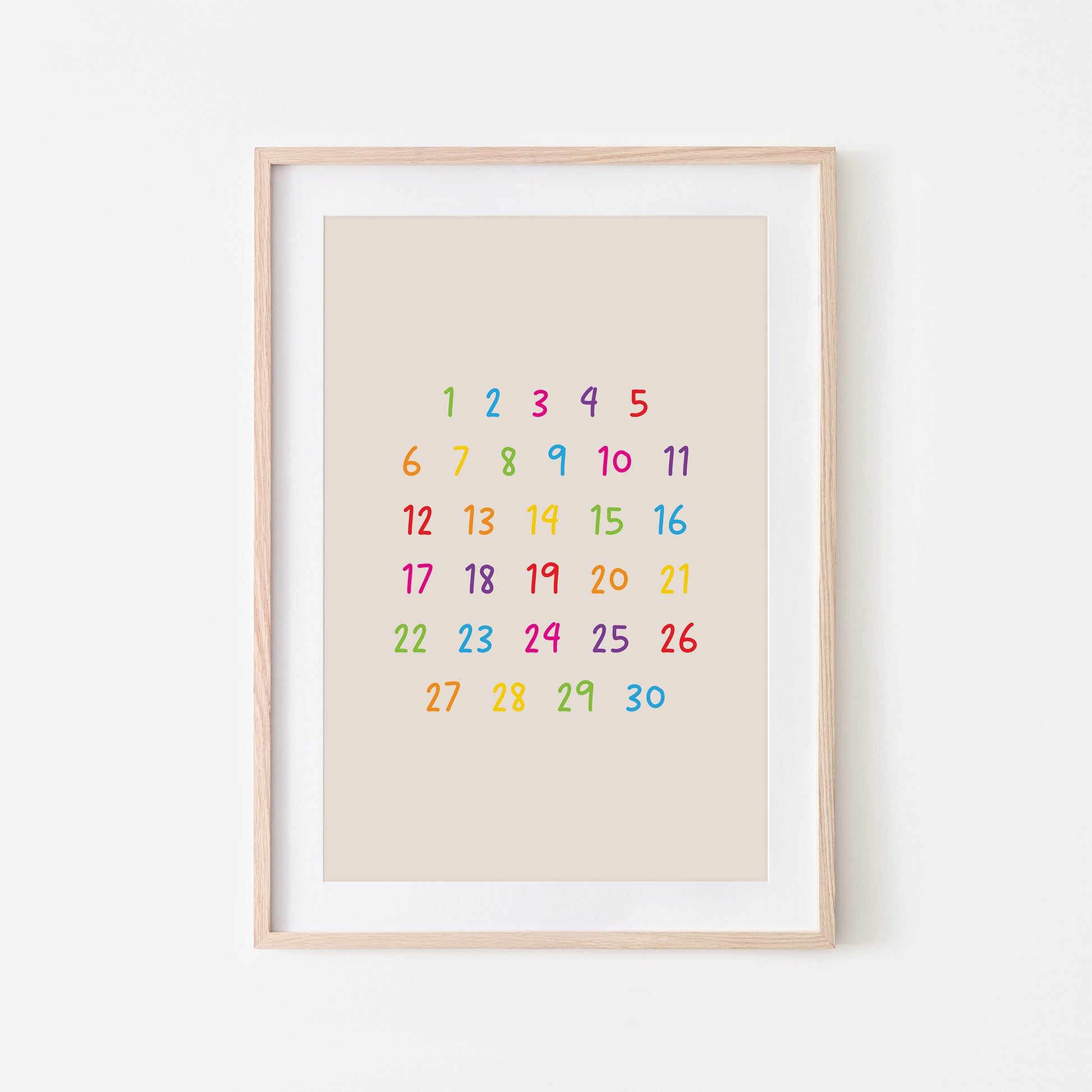 Handwritten-123-Educational-Wall-Art-in-Rainbow-on-Sand