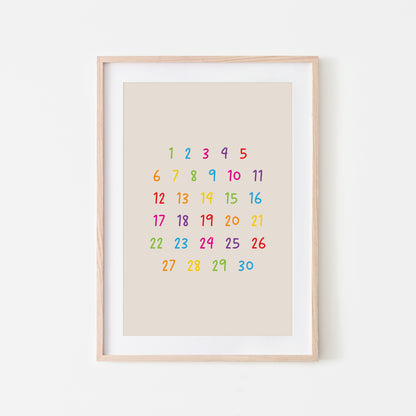 Handwritten-123-Educational-Wall-Art-in-Rainbow-on-Sand