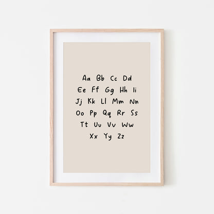 Handwritten-ABC-Educational-Wall-Art-in-Black-on-Sand