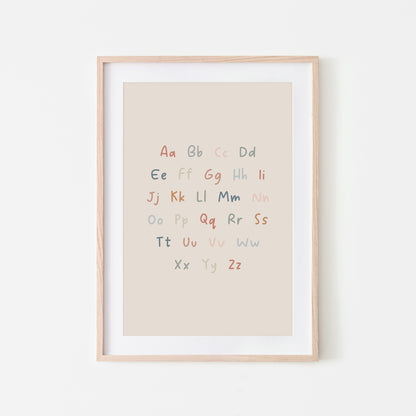 Handwritten-ABC-Educational-Wall-Art-in-Earthy-on-Sand