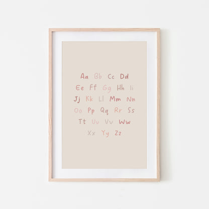 Handwritten-ABC-Educational-Wall-Art-in-Peony-on-Sand