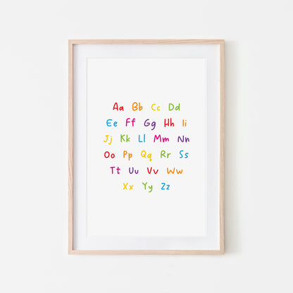 Handwritten-ABC-Educational-Wall-Art-in-Rainbow-on-White