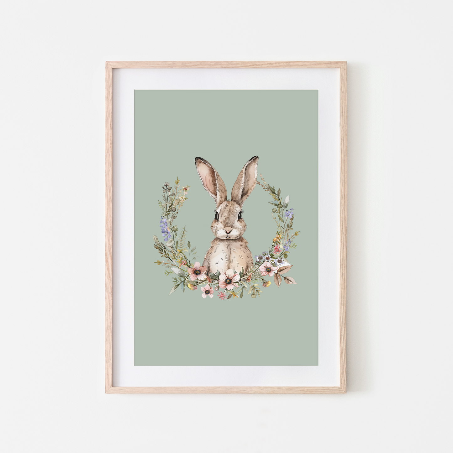 Honey-Watercolour-Bunny-Rabbit-Wall-Art-in-Mist-Green