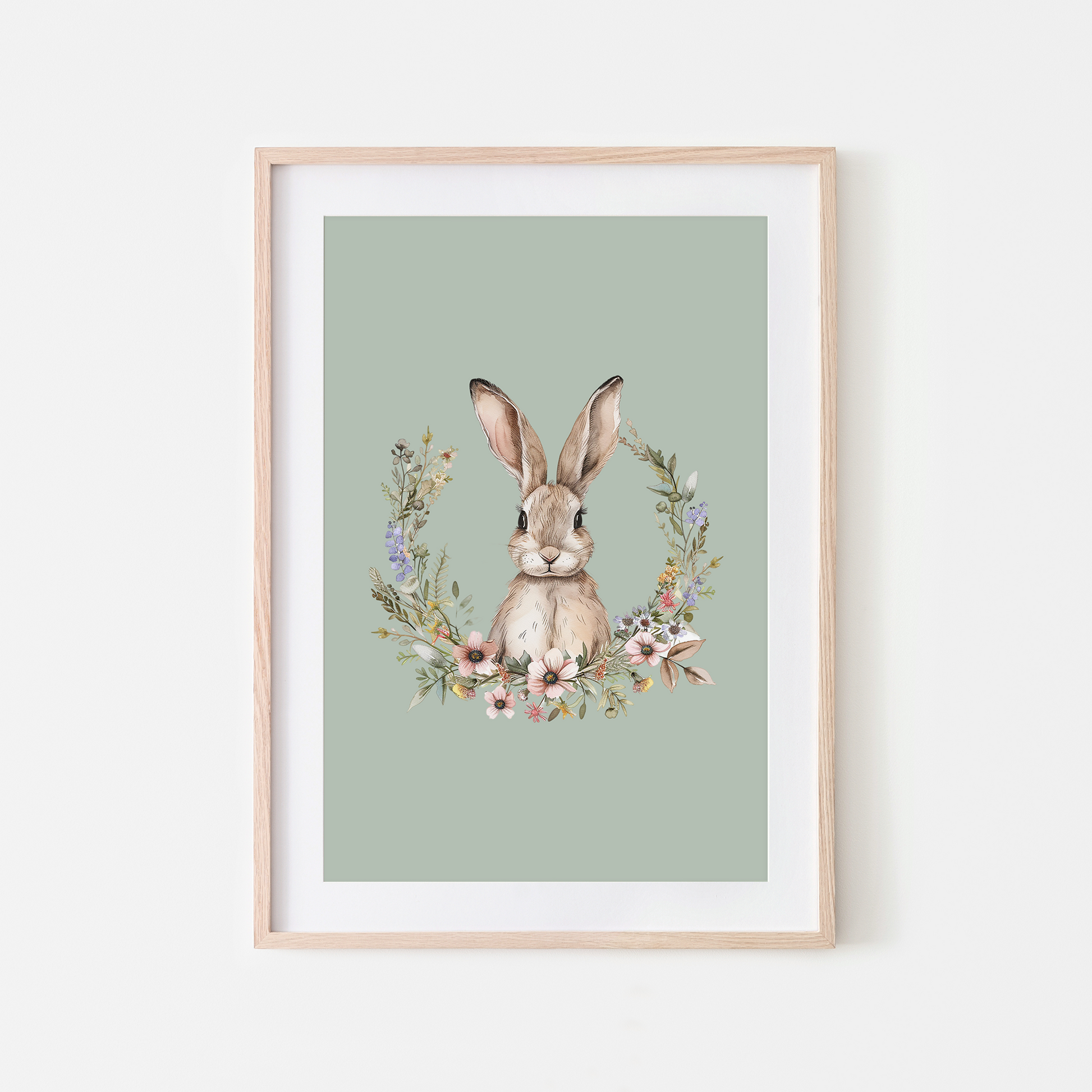 Honey-Watercolour-Bunny-Rabbit-Wall-Art-in-Mist-Green