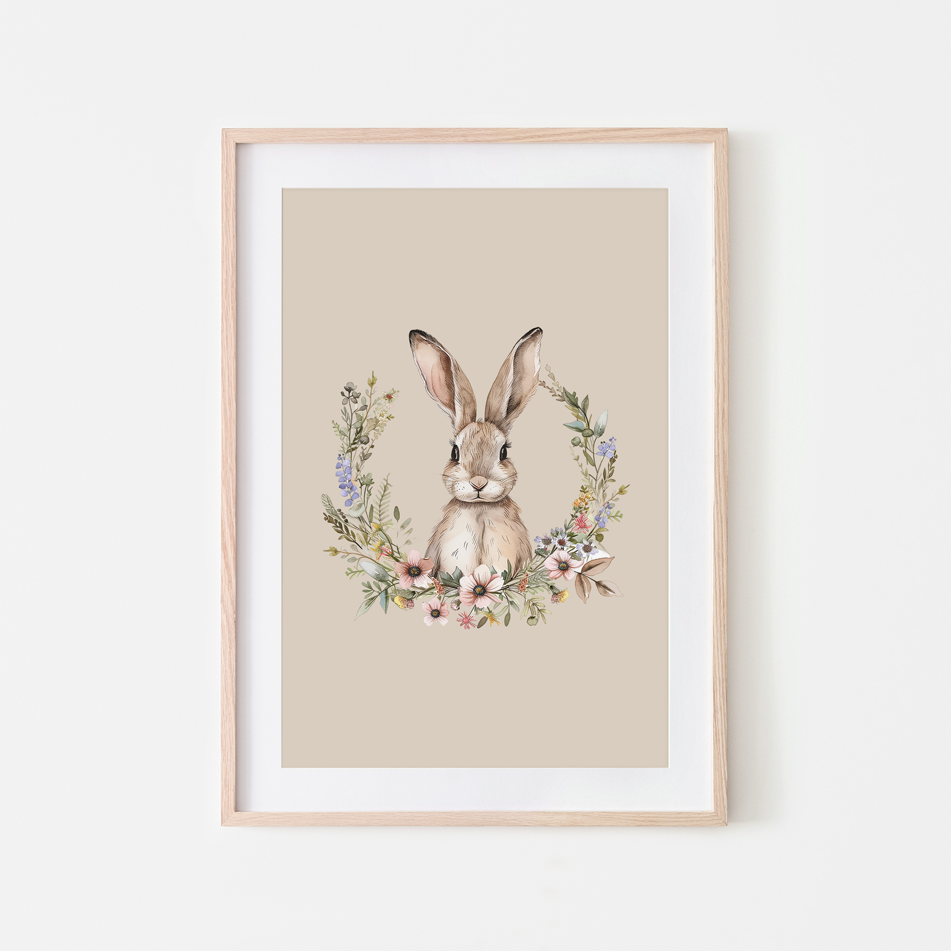 Honey-Watercolour-Bunny-Rabbit-Wall-Art-in-Oatmeal-Beige