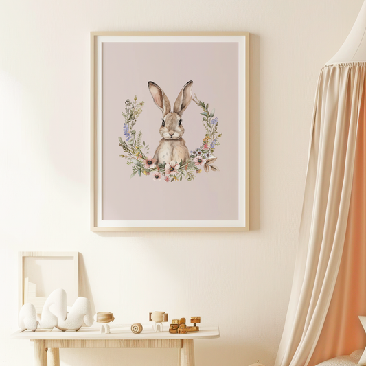 Honey-Watercolour-Bunny-Rabbit-Wall-Art-in-Pointe-Pink-Website-Main-Image