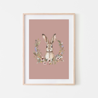 Honey-Watercolour-Bunny-Rabbit-Wall-Art-in-Rose-Pink
