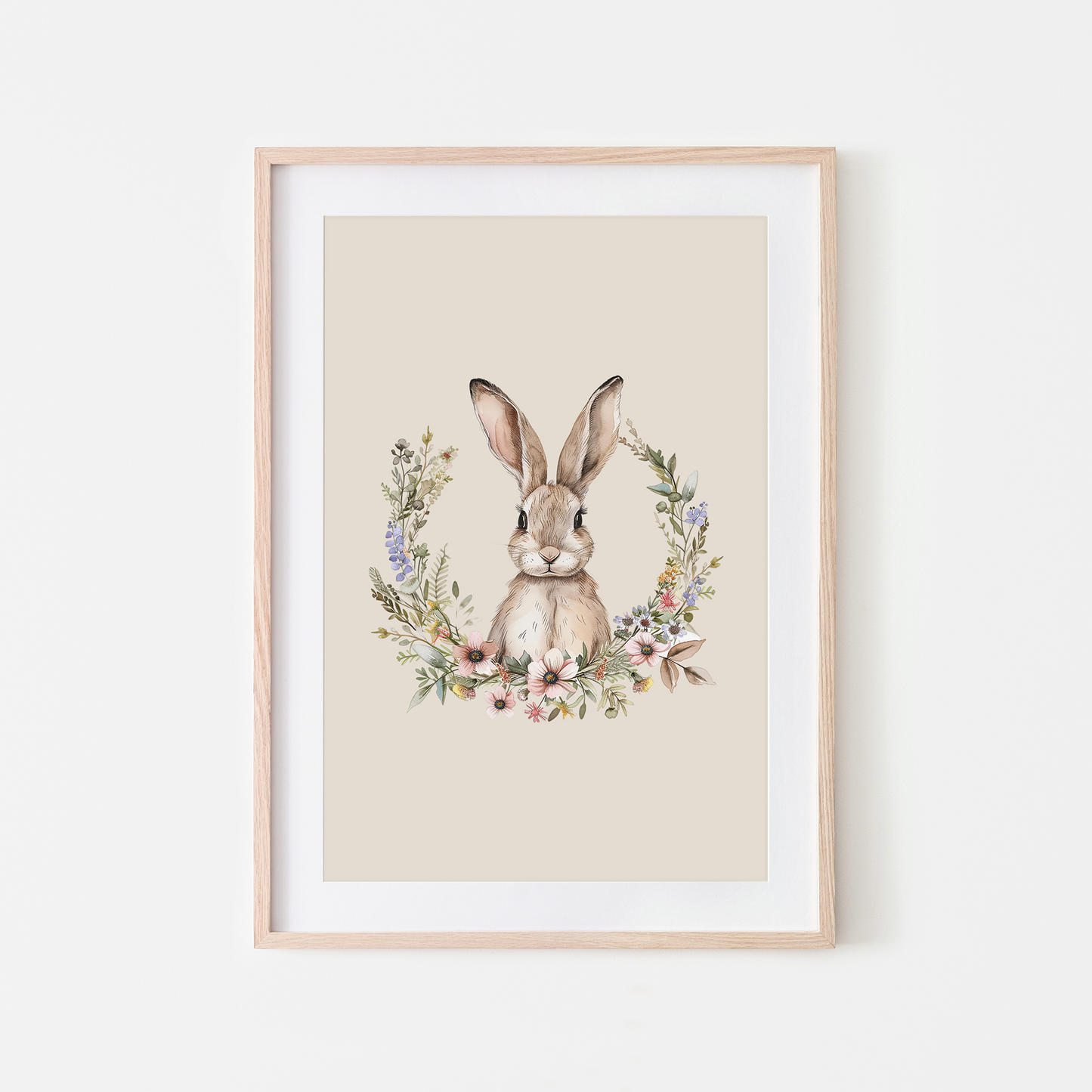 Honey-Watercolour-Bunny-Rabbit-Wall-Art-in-Sand-Beige