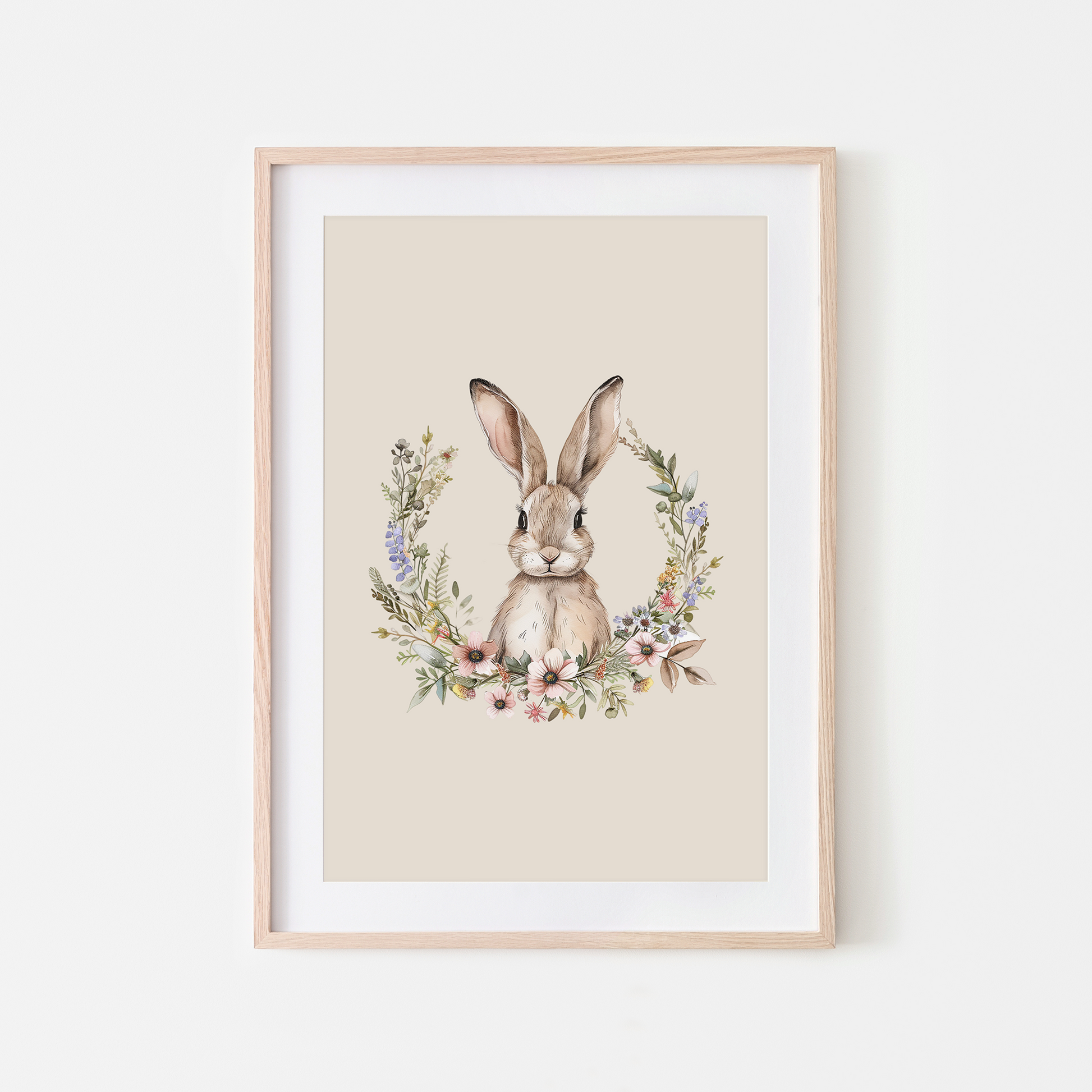 Honey-Watercolour-Bunny-Rabbit-Wall-Art-in-Sand-Beige