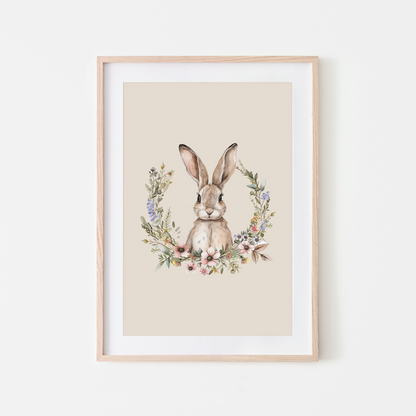 Honey-Watercolour-Bunny-Rabbit-Wall-Art-in-Sand-Beige