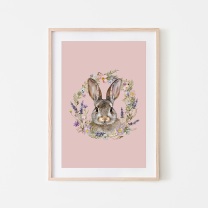 Meadow-Watercolour-Bunny-Rabbit-Wall-Art-in-Blush-Pink