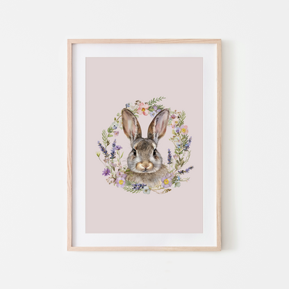 Meadow-Watercolour-Bunny-Rabbit-Wall-Art-in-Pointe-Pink
