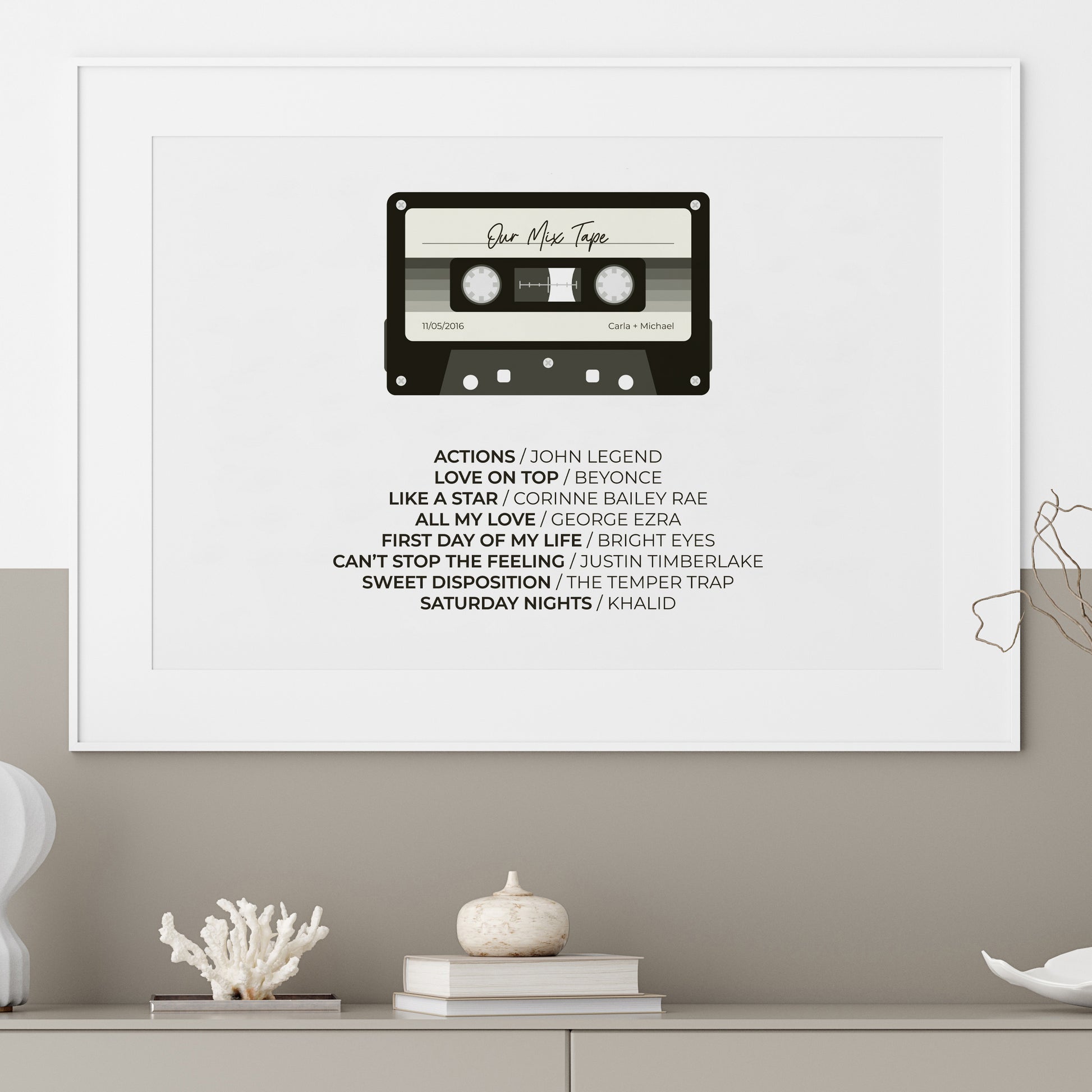 Our-Mix-Tape-Custom-Playlist-Poster-Print-Grey-Ombre-Landscape