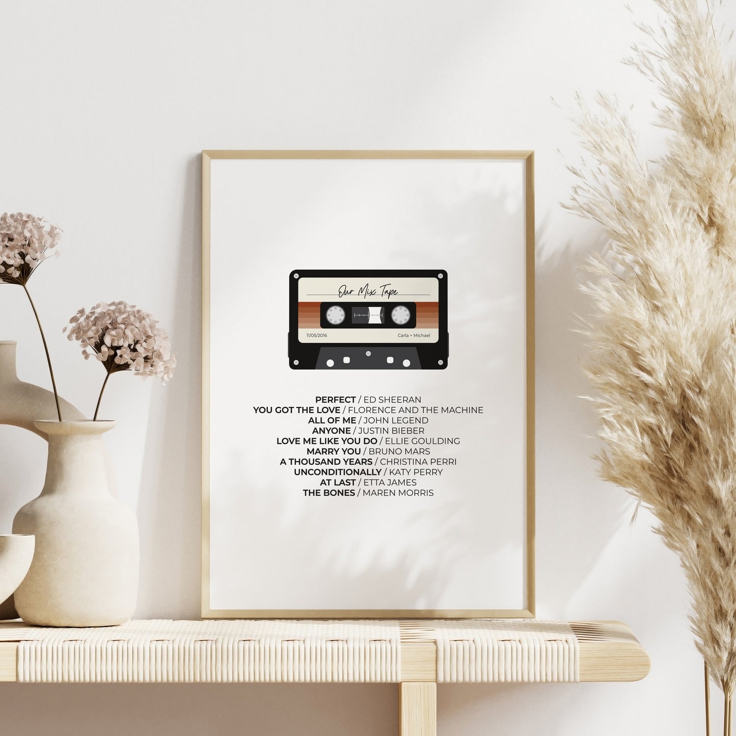 Our-Mix-Tape-Custom-Playlist-Poster-Print-Rust-Ombre-Portrait