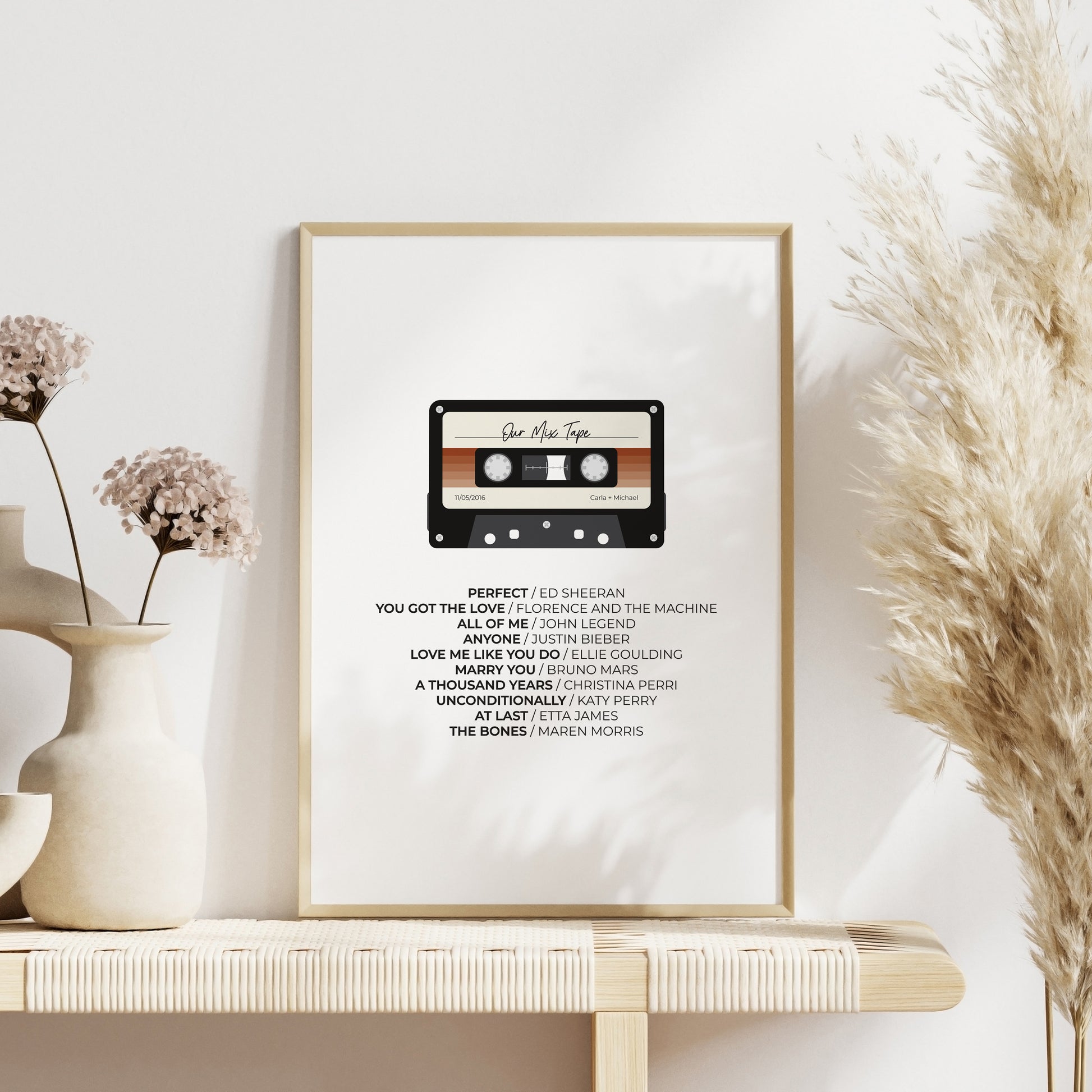 Our-Mix-Tape-Custom-Playlist-Poster-Print-Rust-Ombre-Portrait