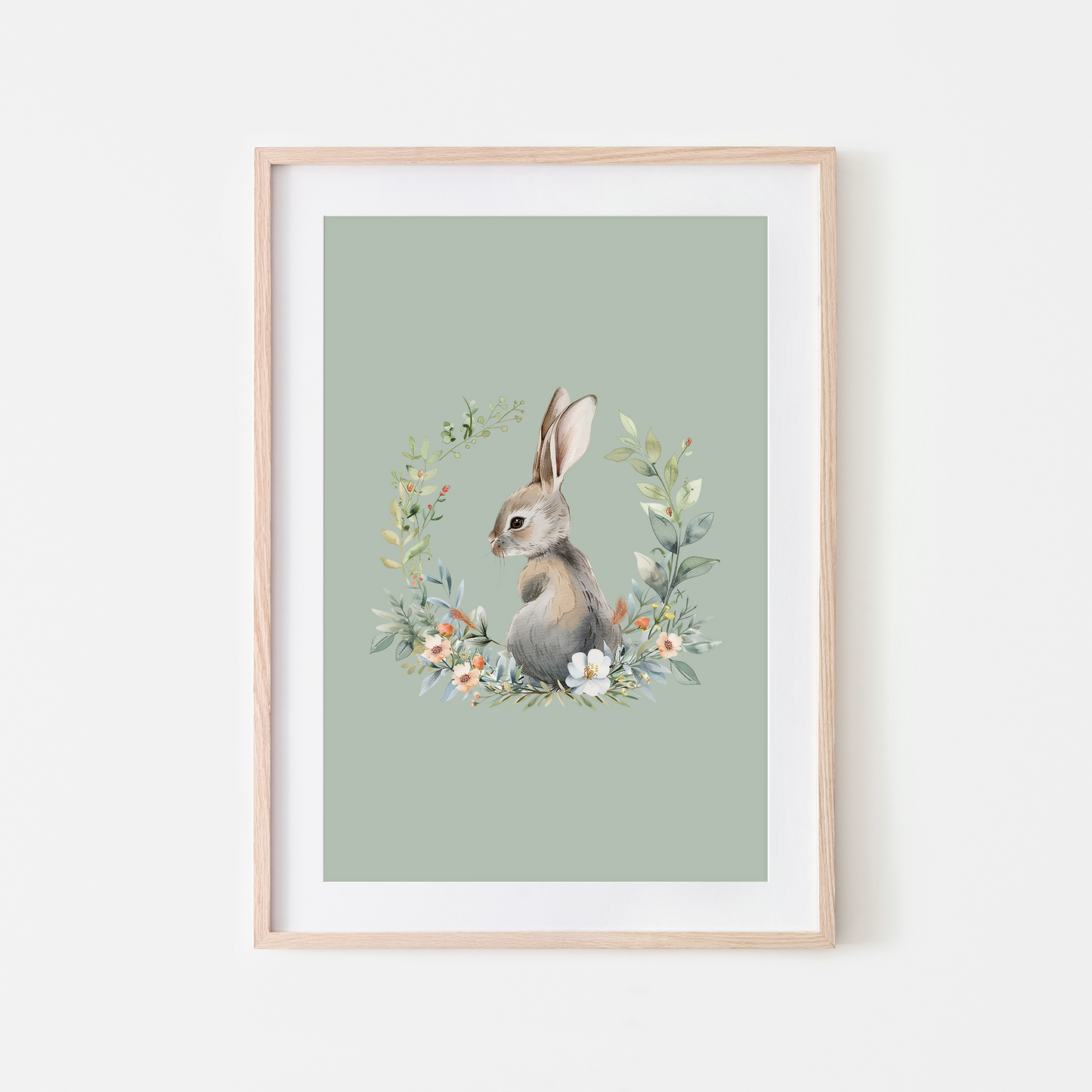 Peep-Watercolour-Bunny-Rabbit-Wall-Art-in-Mist-Green