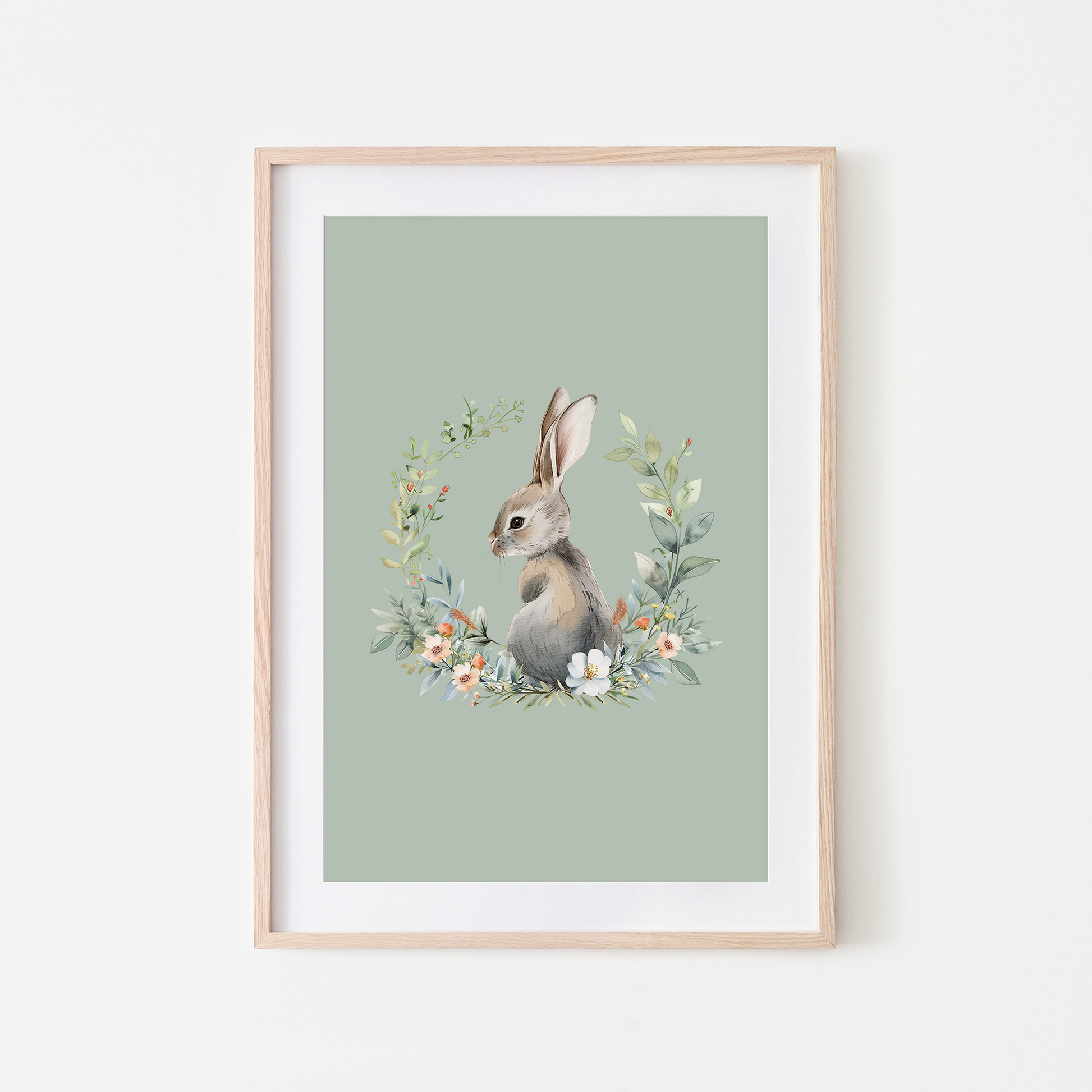 Peep-Watercolour-Bunny-Rabbit-Wall-Art-in-Mist-Green