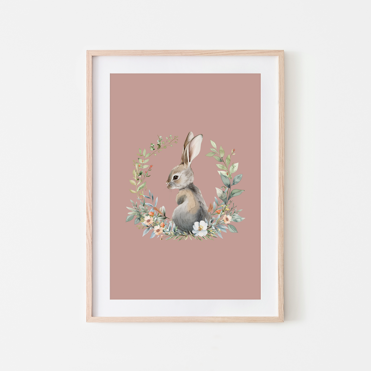 Peep-Watercolour-Bunny-Rabbit-Wall-Art-in-Rose-Pink