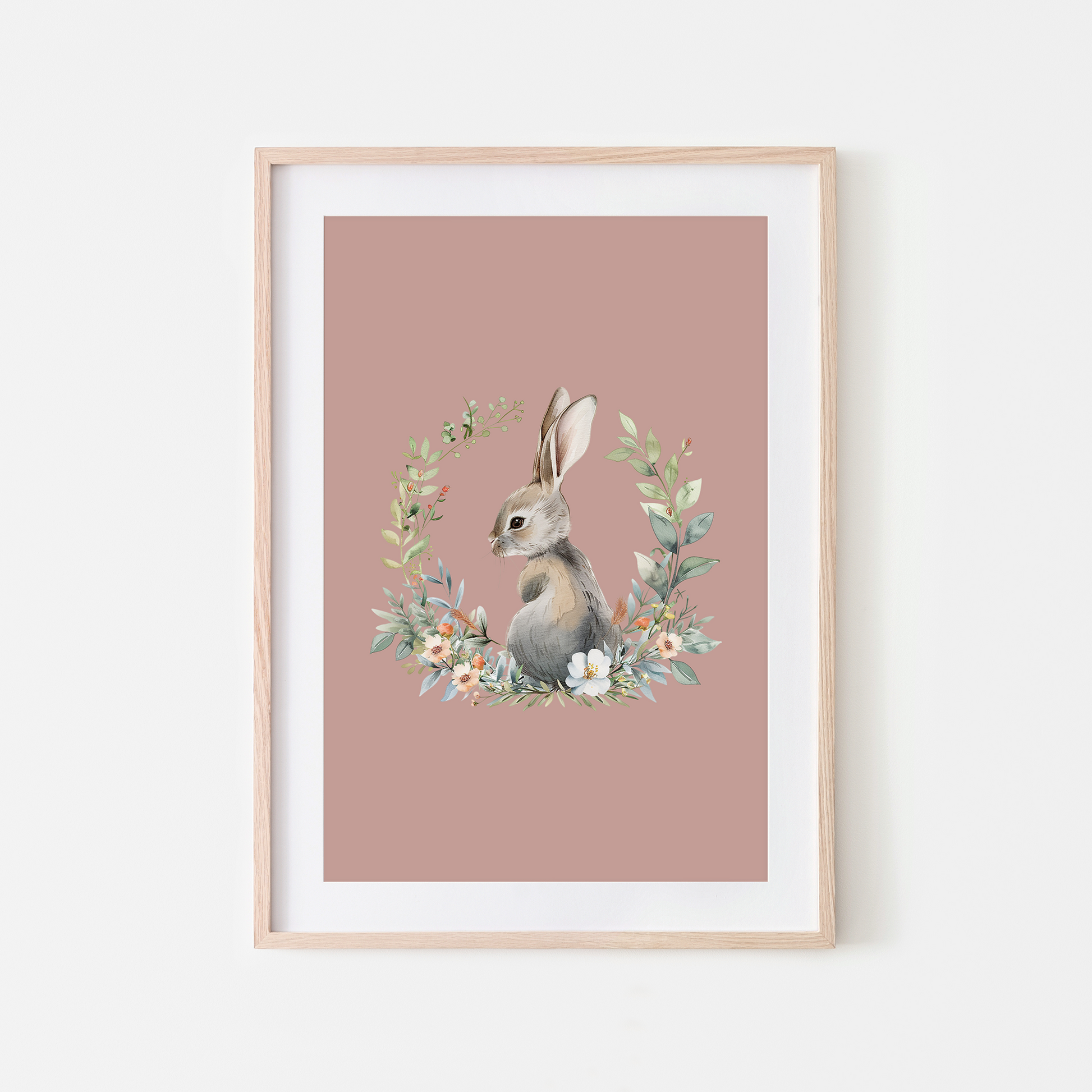 Peep-Watercolour-Bunny-Rabbit-Wall-Art-in-Rose-Pink