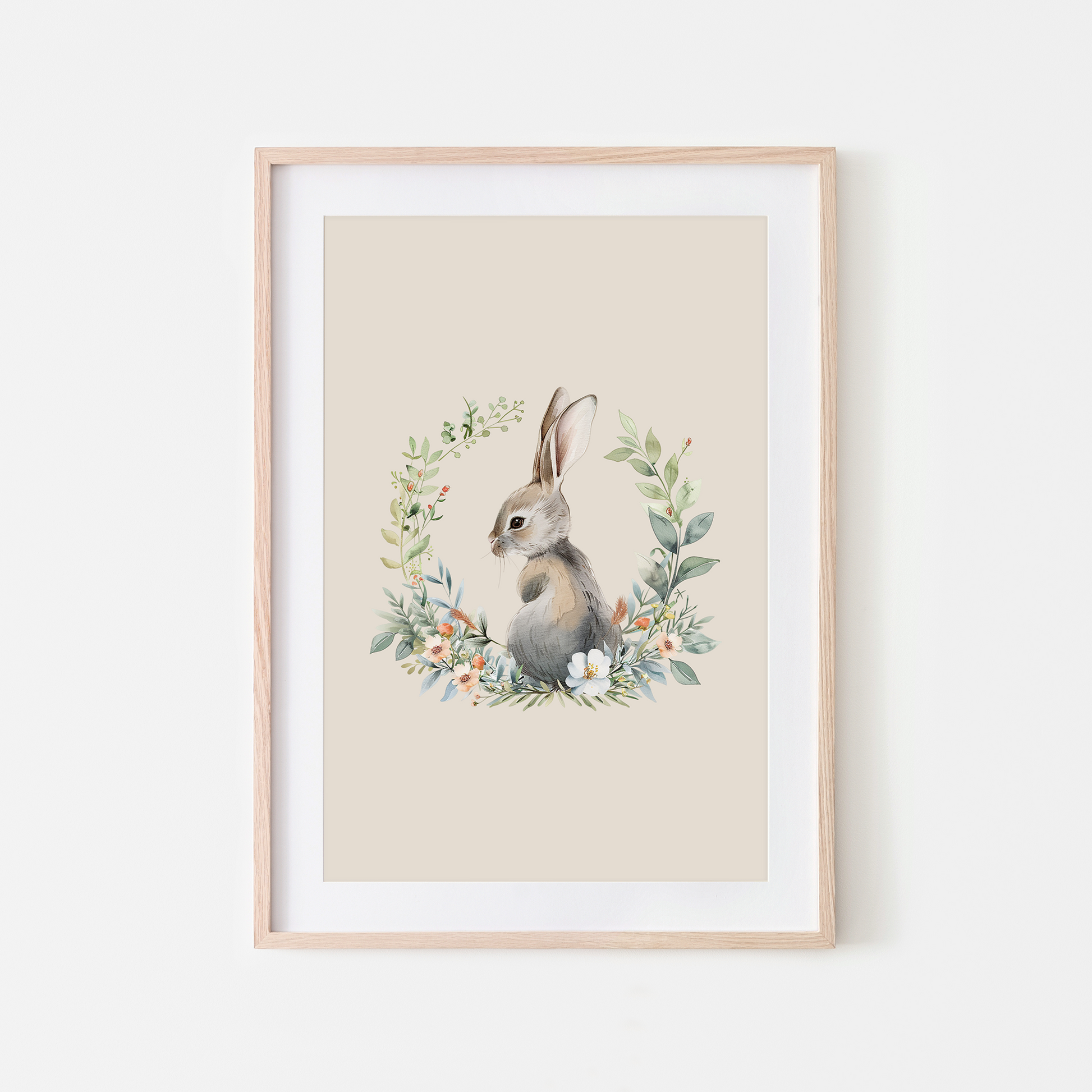 Peep-Watercolour-Bunny-Rabbit-Wall-Art-in-Sand-Beige