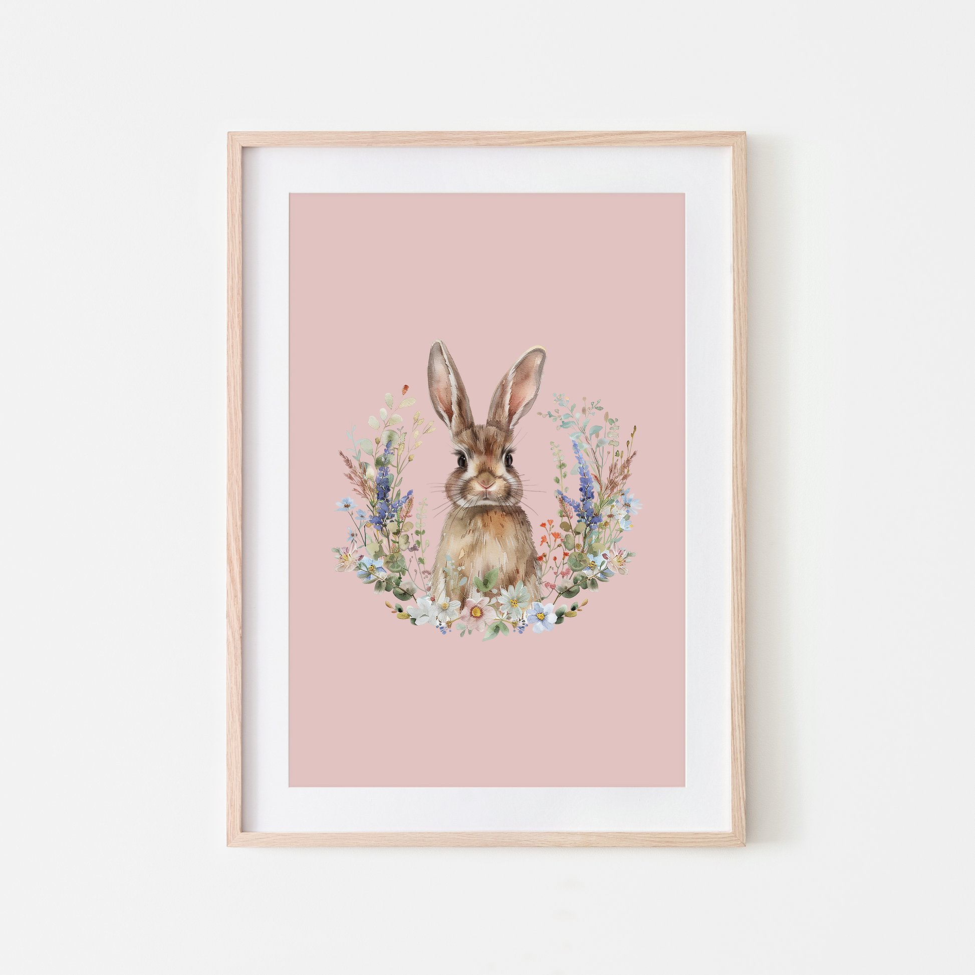 Petal-Watercolour-Bunny-Rabbit-Wall-Art-in-Blush-Pink