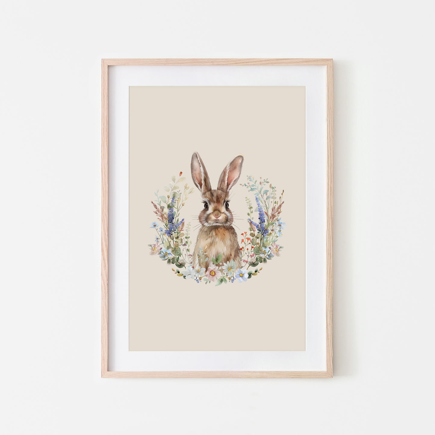 Petal-Watercolour-Bunny-Rabbit-Wall-Art-in-Sand-Beige