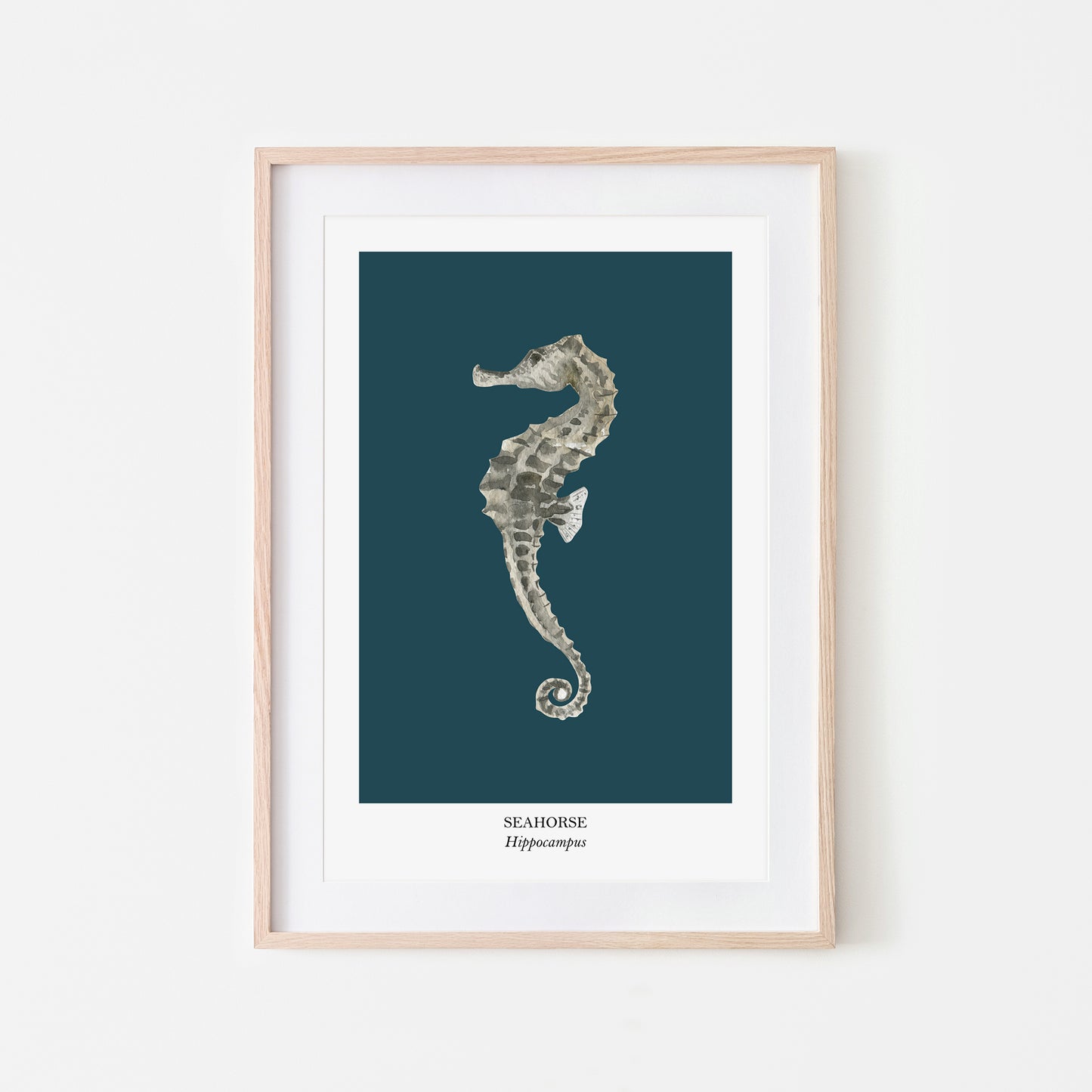 Seahorse-Watercolour-Sea-Creature-Wall-Art-in-Navy-Blue