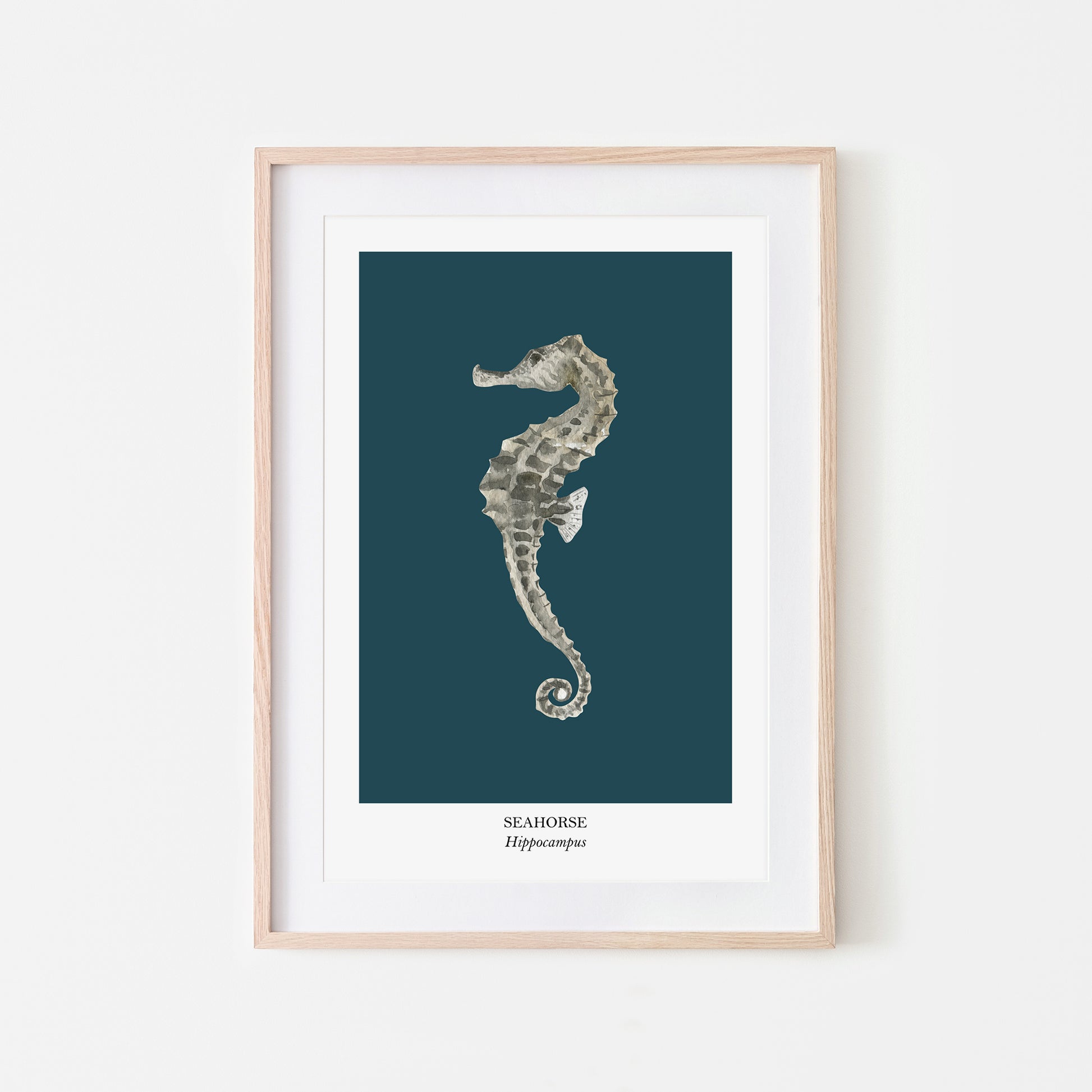 Seahorse-Watercolour-Sea-Creature-Wall-Art-in-Navy-Blue