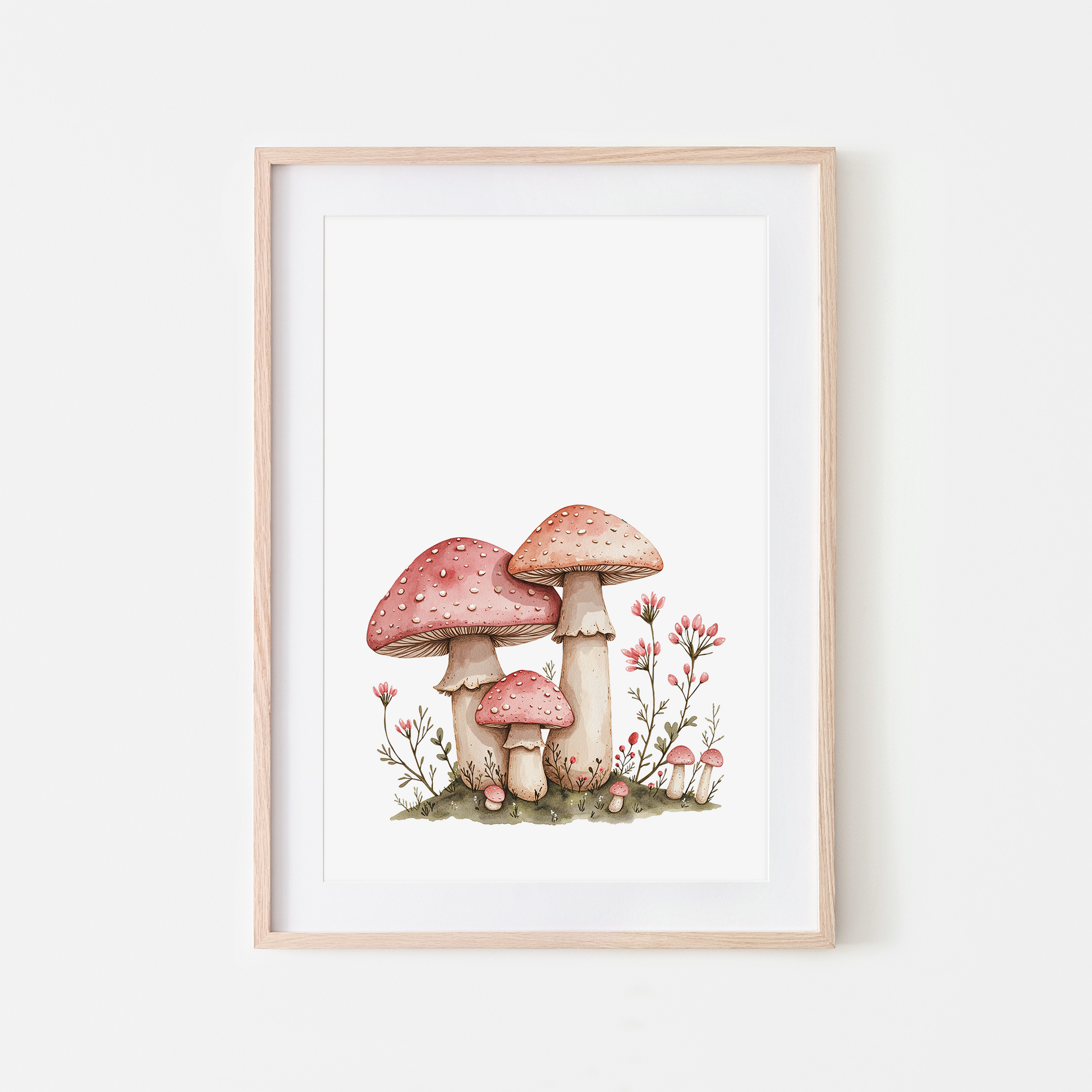 The-Woods-Pink-Mushroom-Nursery-Wall-Art-in-White