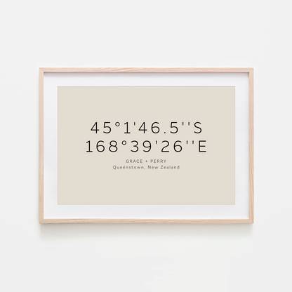 Where-Coordinates-Custom-Print-in-Black-on-Sand